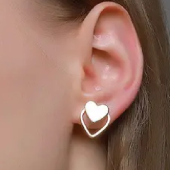 Sleek Heart Rose Gold Toned Stud Earrings - Picture 2 of 3